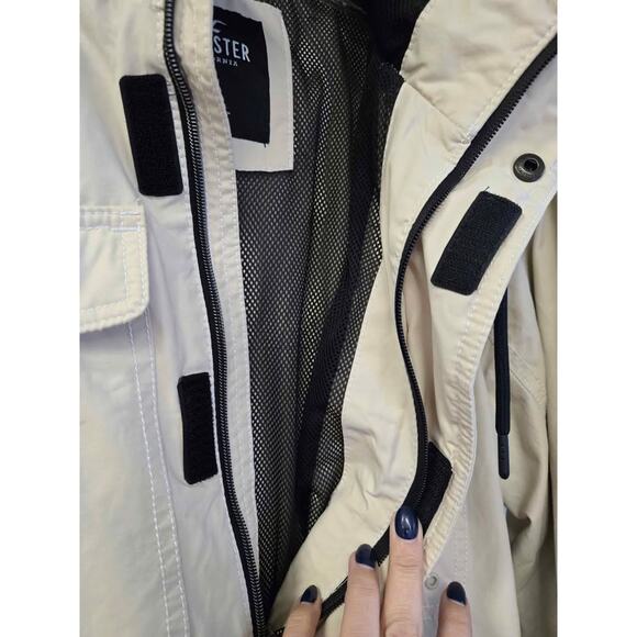 Hollister All-Weather Anorak Jacket Cream/Beige XS Half-Zip Utility Style - Picture 5 of 5